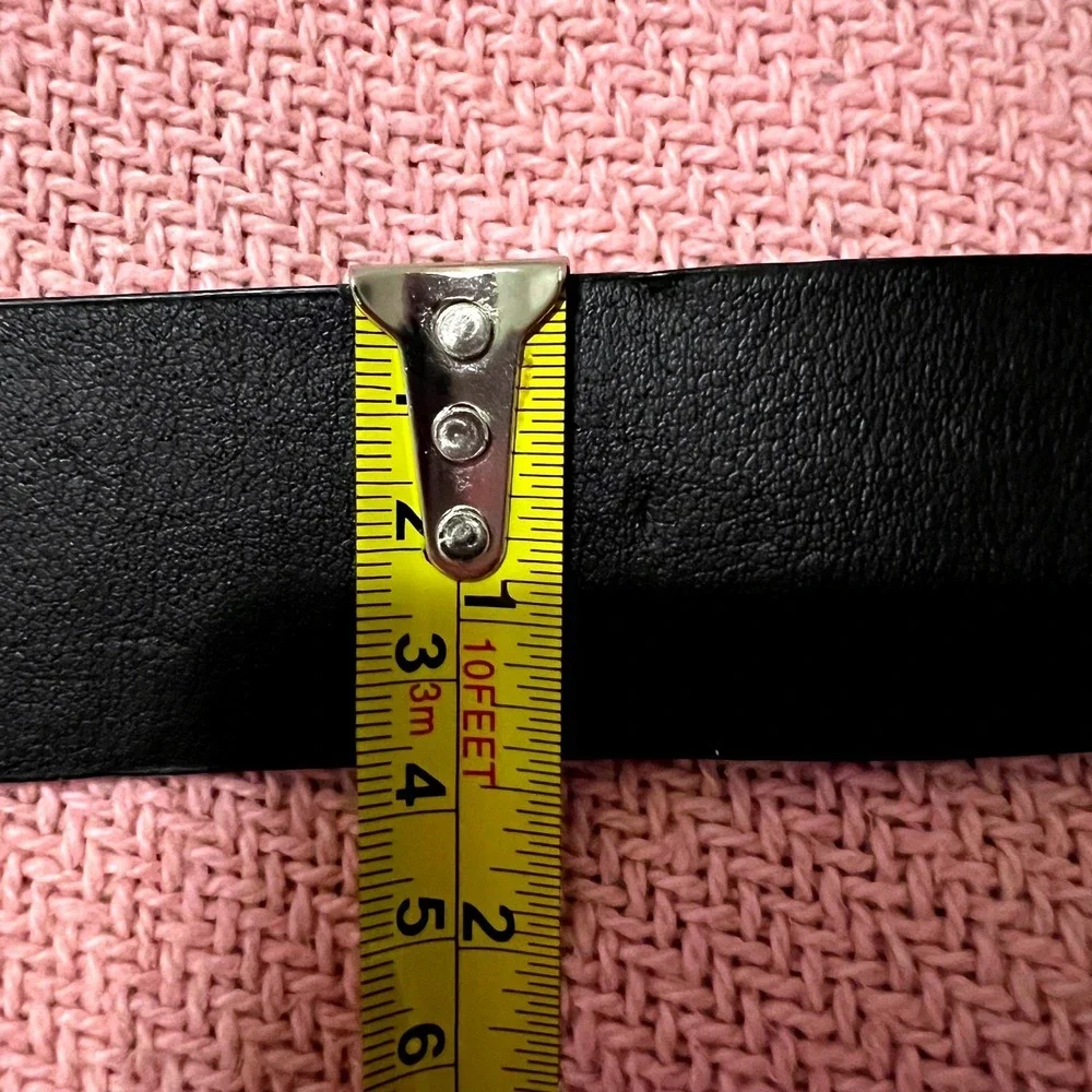 NOT FOR SALEWomens Western Black‎ Faux Leather Belt Silver Ornate Engraved